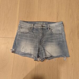American Eagle Outfitters Women's Blue Denim Shorts - high rise shortie